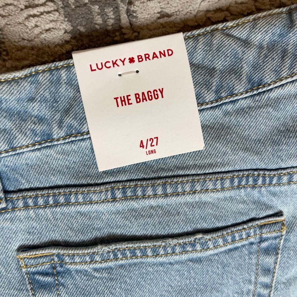 NEW Lucky Brand The Baggy Distressed Wide Leg Comfort Stretch Jeans Womens 4/27L - Picture 9 of 13